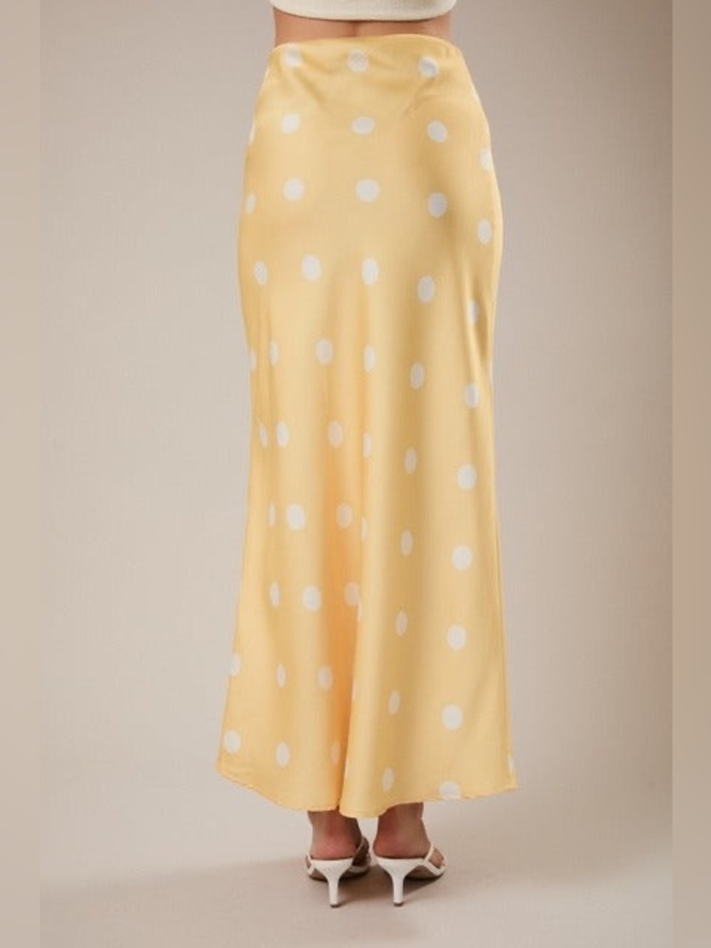 Polka Dot Satin Maxi Skirt with Elastic Waist - Sunday Edition - Picture 4 of 6